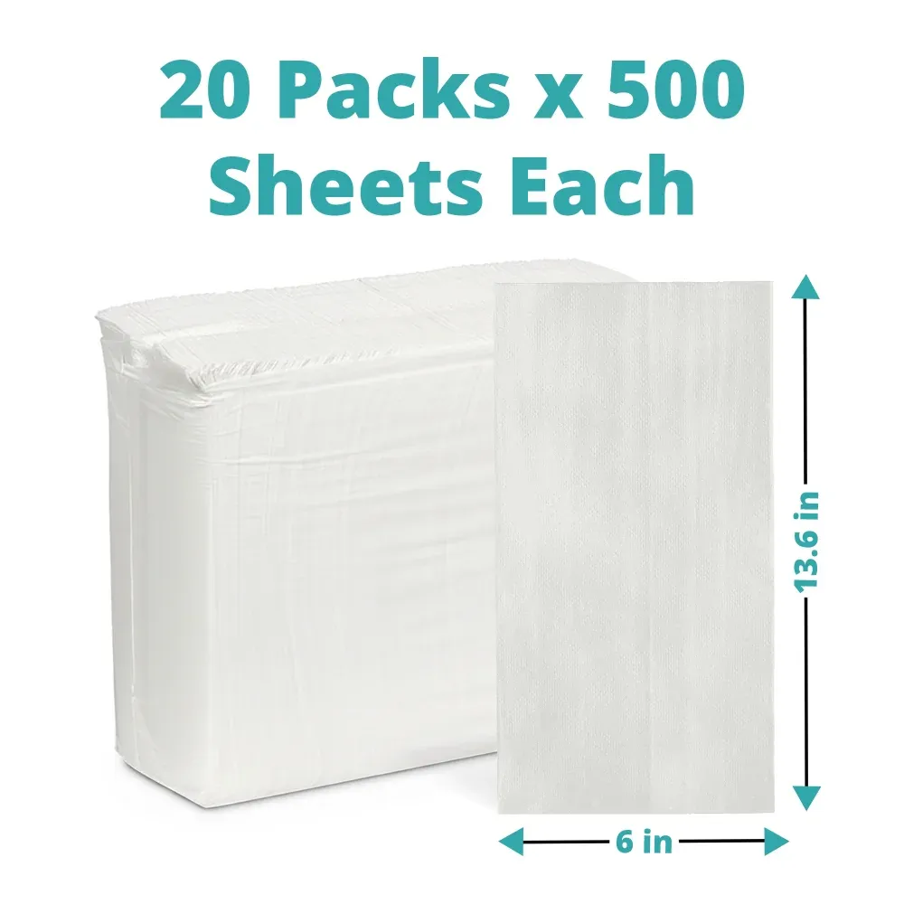 SoftTouch Series Tall Fold Dispenser Napkin, 6 x 13 in, 1-Ply, White, 10,000 Sheets/Case