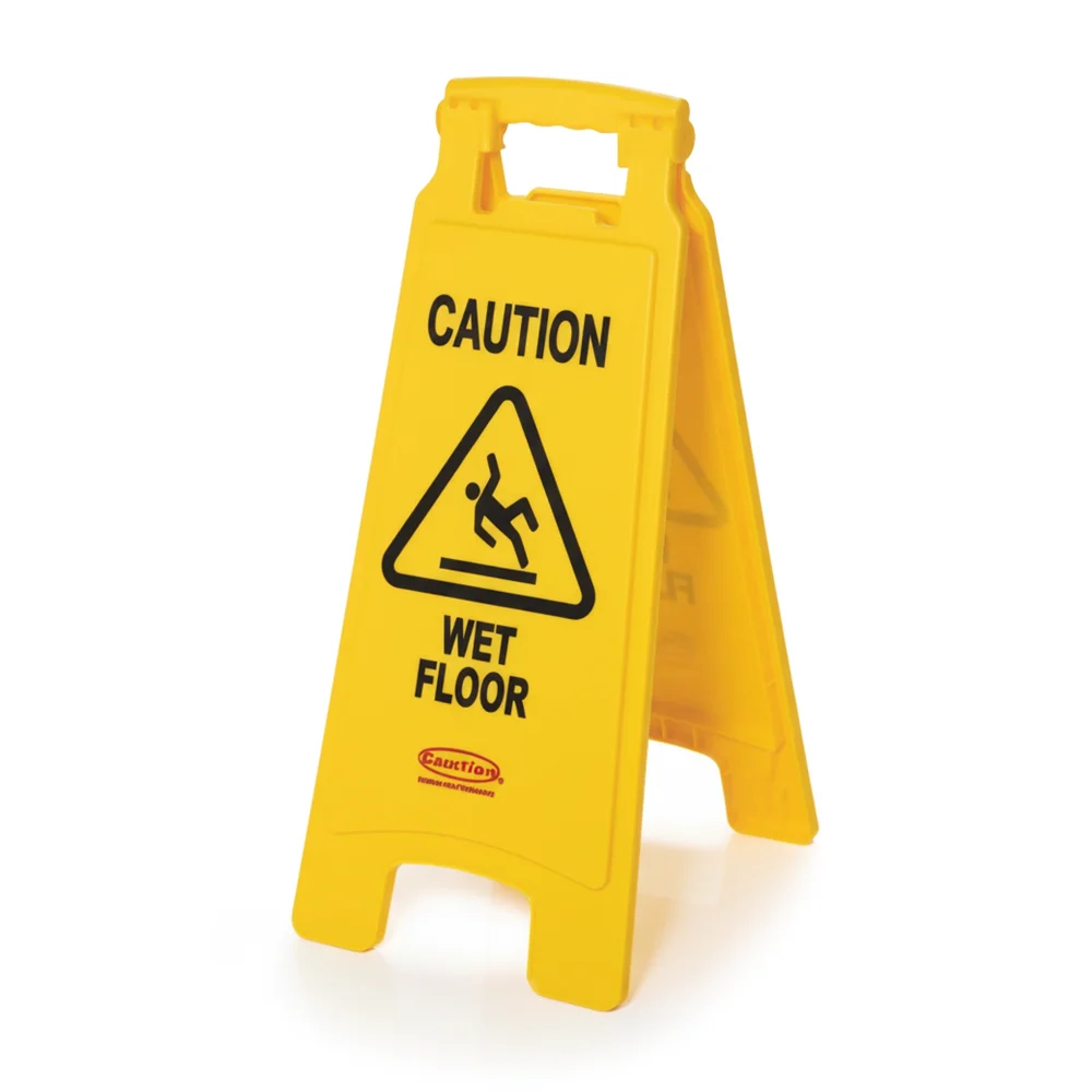 SoftTouch Series Double Sided Yellow Wet Floor Sign, English, Caution Wet Floor