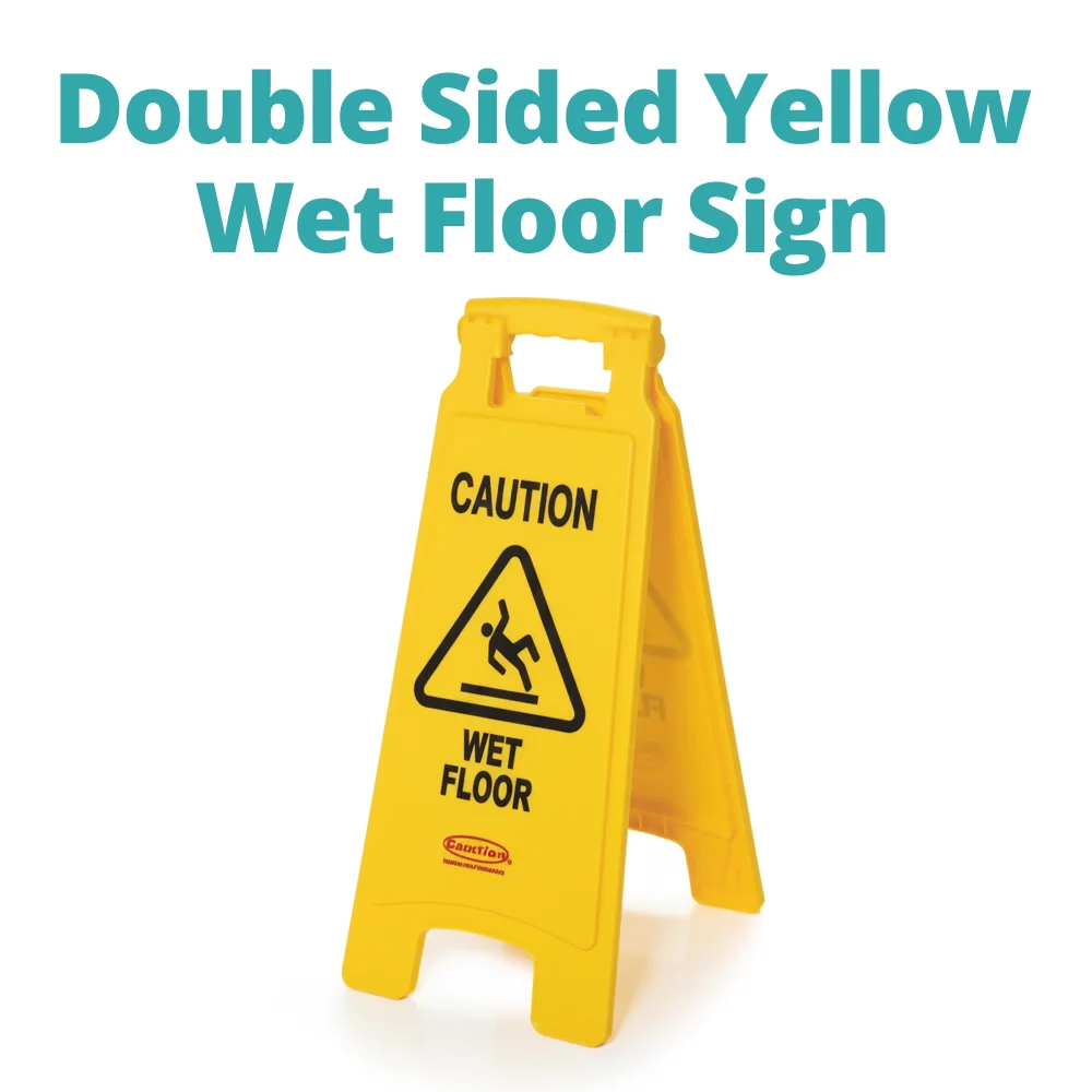 SoftTouch Series Double Sided Yellow Wet Floor Sign, English, Caution Wet Floor