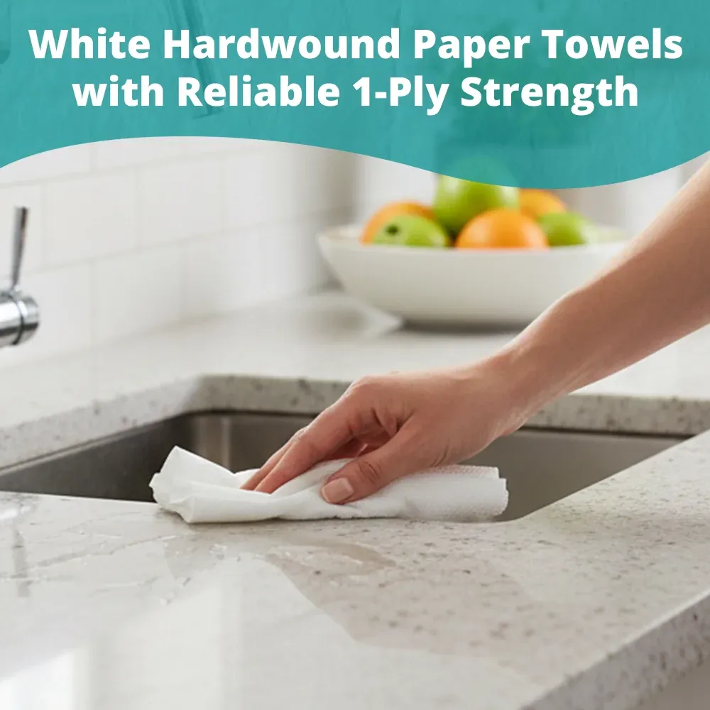 SoftTouch Series Premium Hardwound Paper Towel, 8 in x 600 ft, White, 1-Ply, 6 Rolls/Case