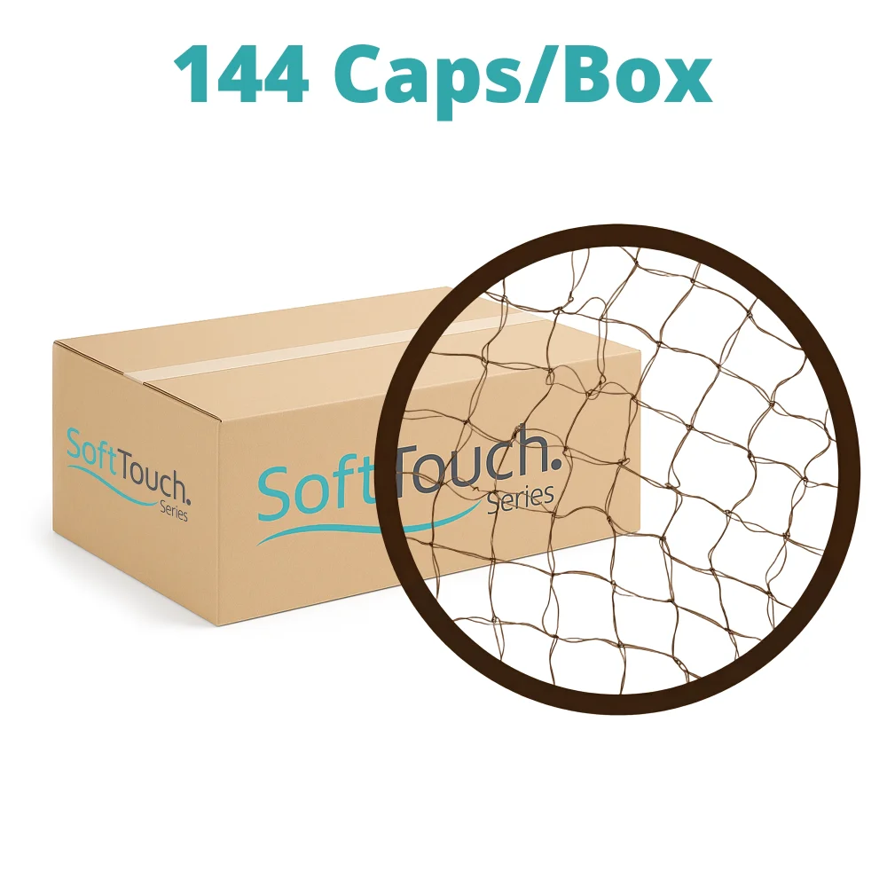 SoftTouch Series 24" Latex Free Hairnet Cap, Dark Brown, 144/Case