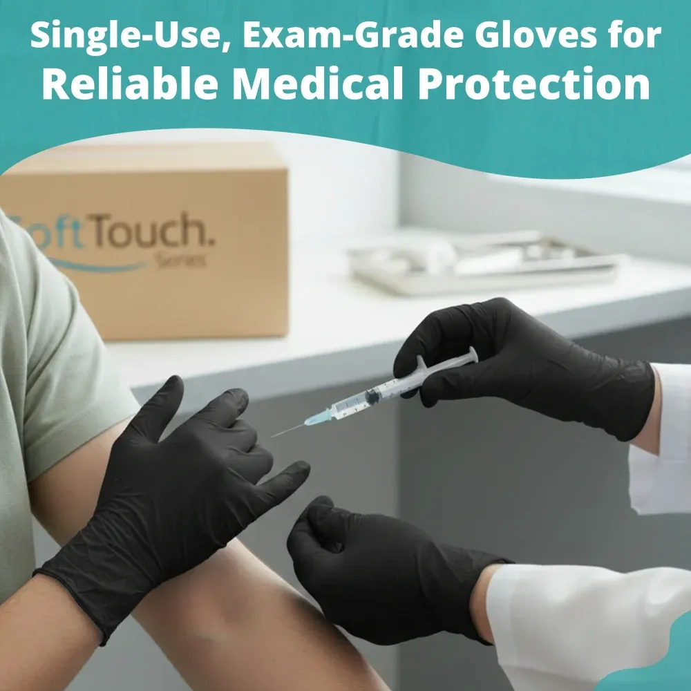 SoftTouch Series Powder-Free Disposable Nitrile Gloves for Foodservice, Black, Small, 1000/Case