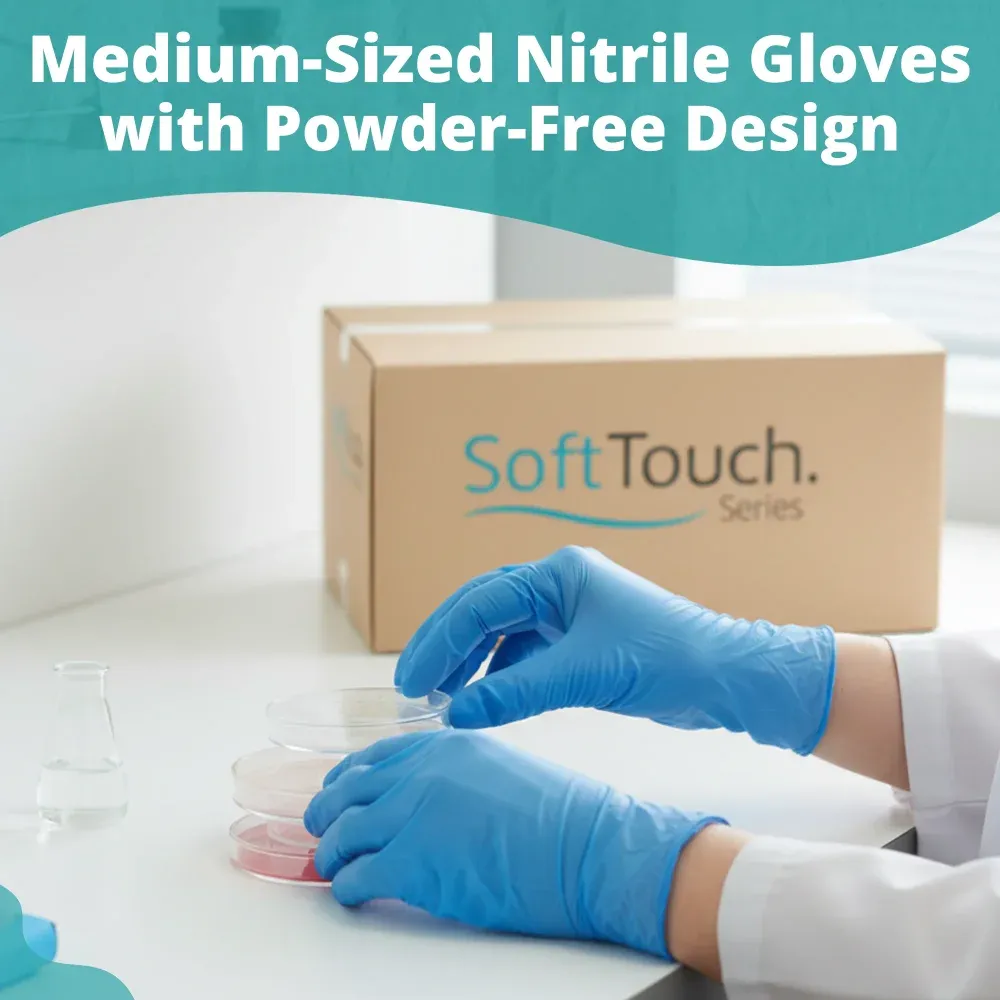 SoftTouch Series Powder-Free Disposable Nitrile Gloves for Foodservice, Blue, Medium, 1000/Case
