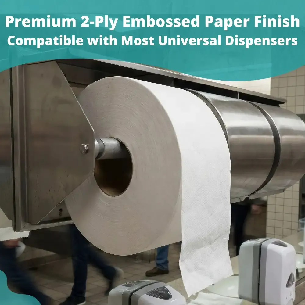 SoftTouch Series Jumbo Bath Tissue Roll, 9" x 1000 ft, 2-Ply, 12 Rolls/Case