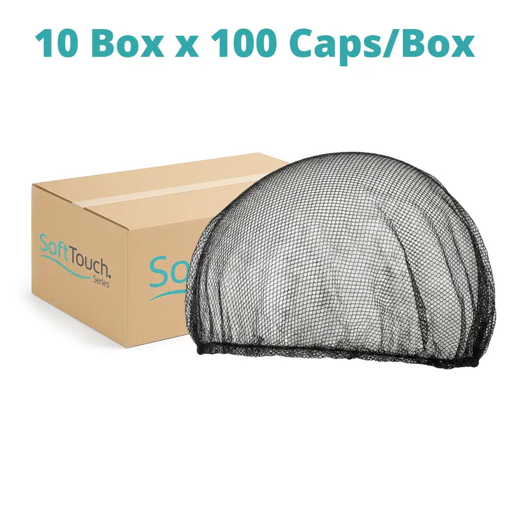 SoftTouch Series 24" Nylon Hairnet Cap, Black, 1000/Case