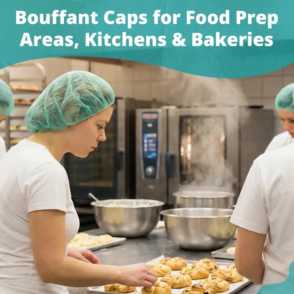 SoftTouch Series 24" Pleated Bouffant Caps, Green, 1000/Case