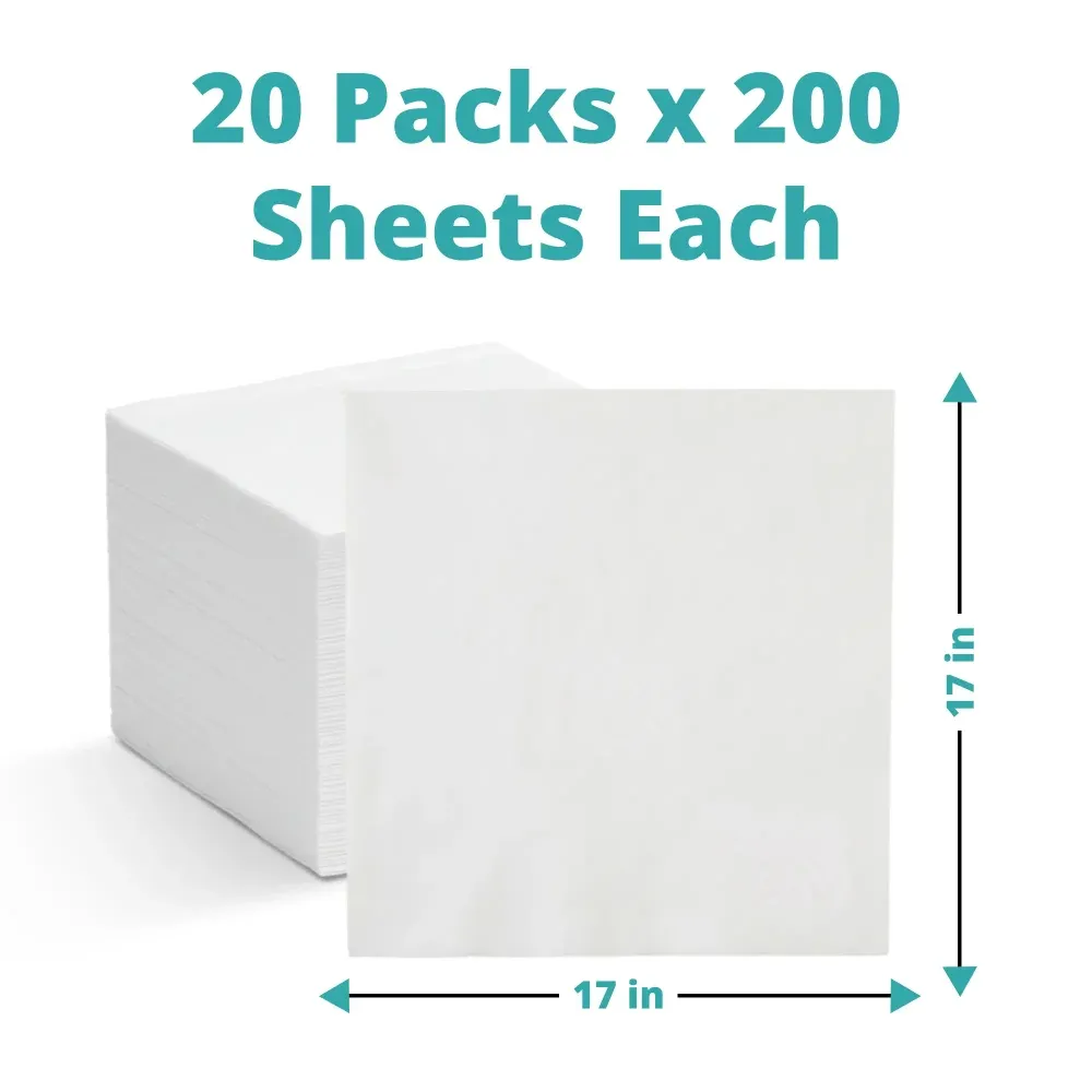 SoftTouch Series White Dinner Napkin, 17 x 17 in, 1-Ply, 1/4 Fold, 4000 Sheets/Case