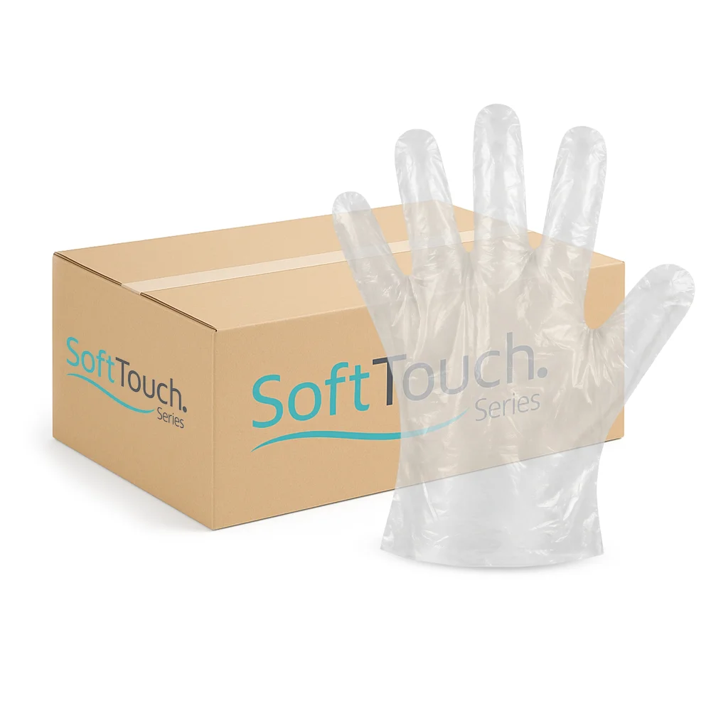 SoftTouch Series Powder-Free Disposable Polyethylene Gloves for Foodservice, Large, 10,000/Case