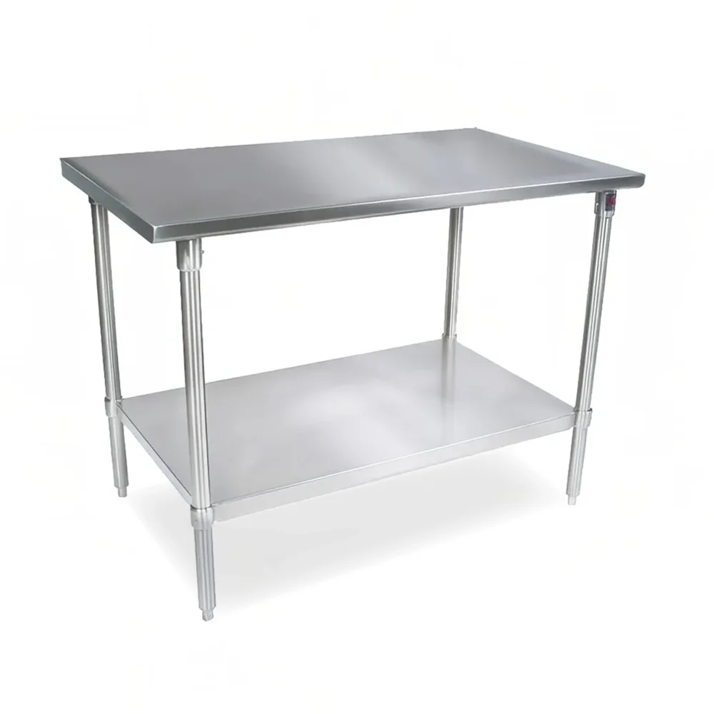 John Boos ST4-2496SSK 96" 14 Gauge Work Table with Undershelf & 300 Series Stainless Flat Top