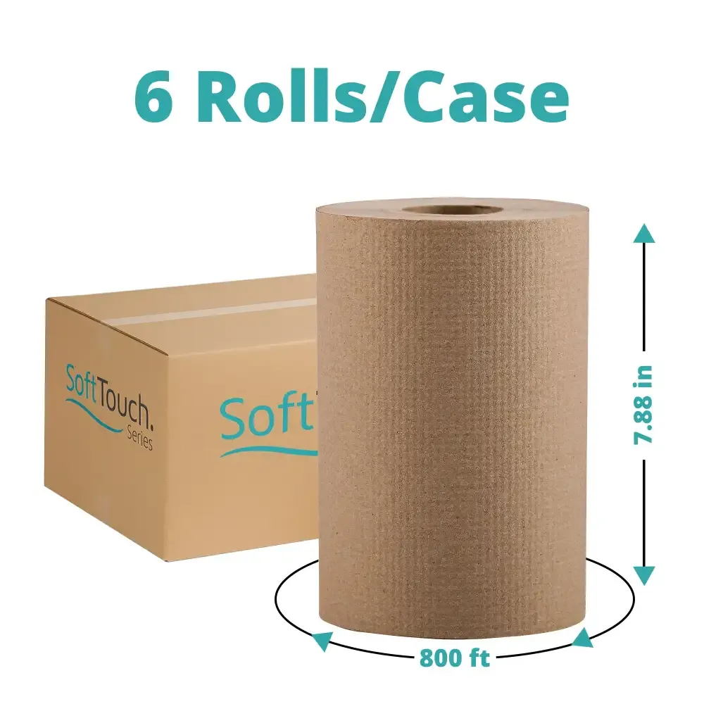SoftTouch Series Notch Hardwound Paper Towel, 7.88 in x 800 ft, Natural, 6 Rolls/Case