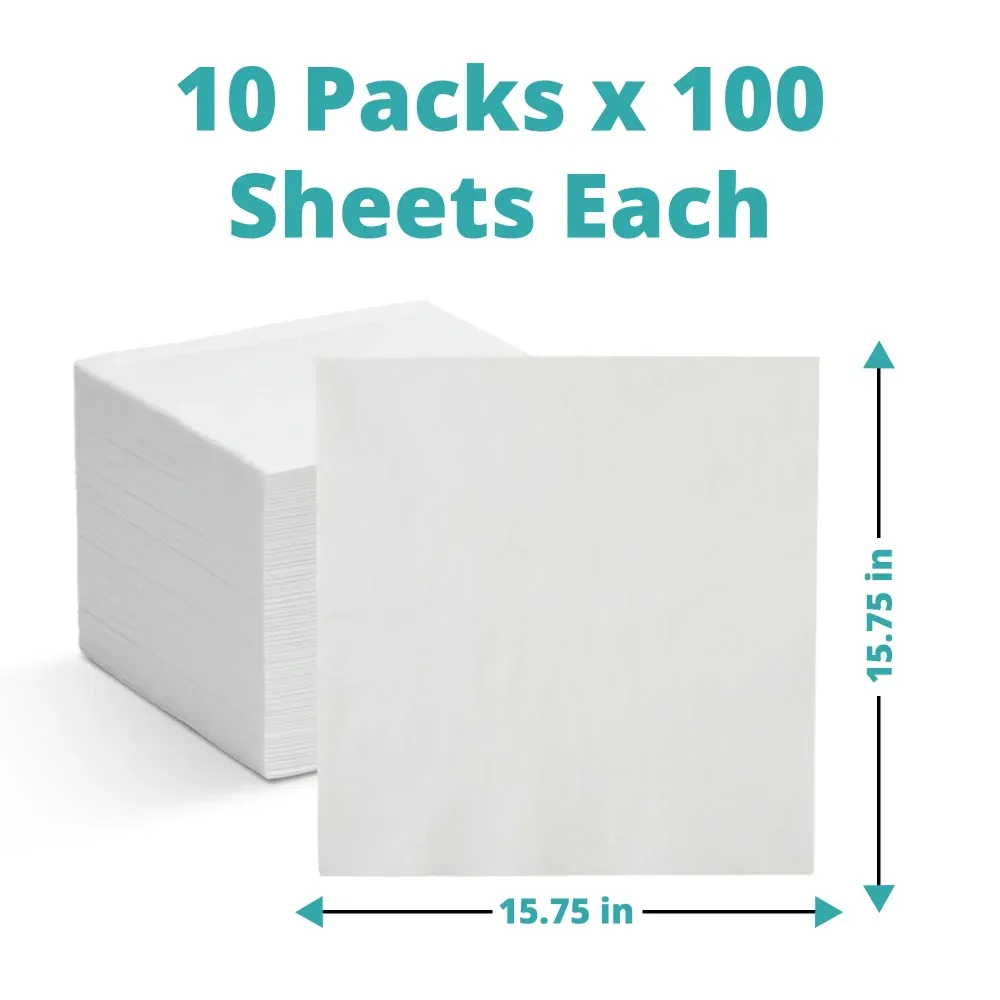 SoftTouch Series White Dinner Napkin, 15.75 x 15.75 in, 1-Ply, Flat, 1000 Sheets/Case