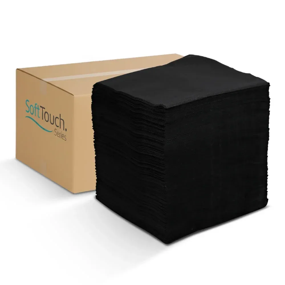 SoftTouch Series Black Beverage Napkin, 9 x 9 in, 2-Ply, 1000 Sheets/Case