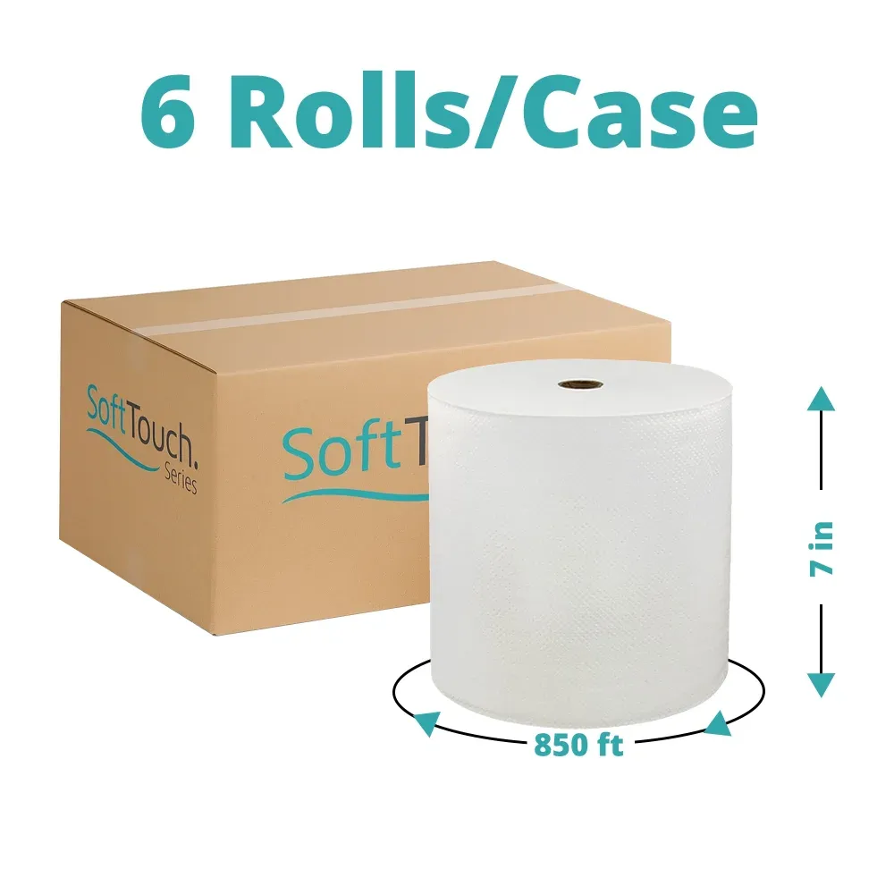 SoftTouch Series Hardwound Paper Towel, 7 in x 850 ft, White, 6 Rolls/Case