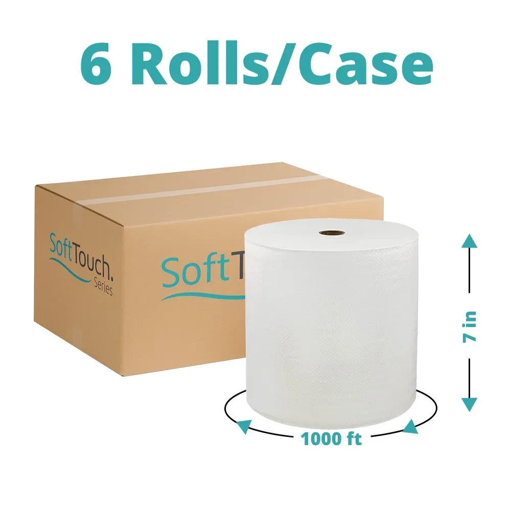 SoftTouch Series Hardwound Paper Towel, 7 in x 1000 ft, White, 1-Ply, 6 Rolls/Case