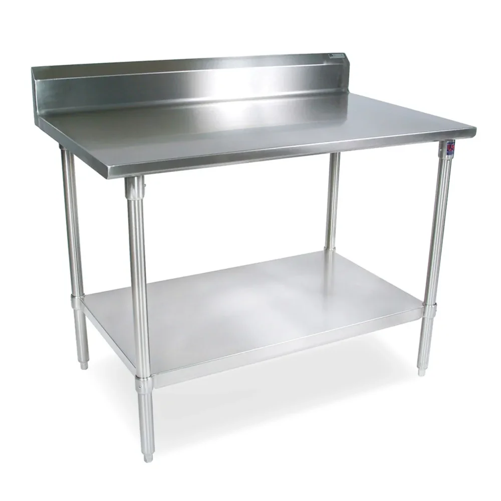 John Boos ST4R5-2448SSK 48" 14 Gauge Work Table with Undershelf & 300 Series Stainless Top, 5" Backsplash