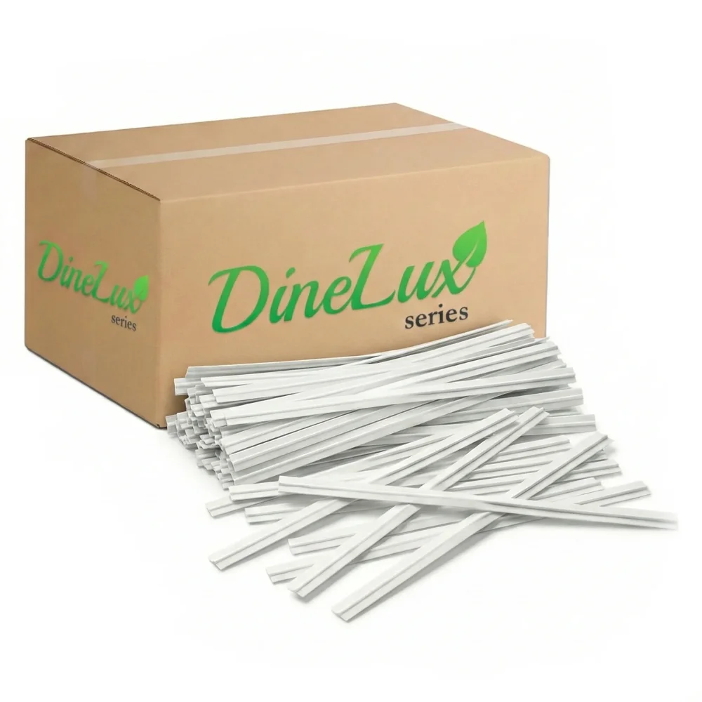 Dinelux Series 4" White Paper Twist Tie with Single Wire, 2000/case