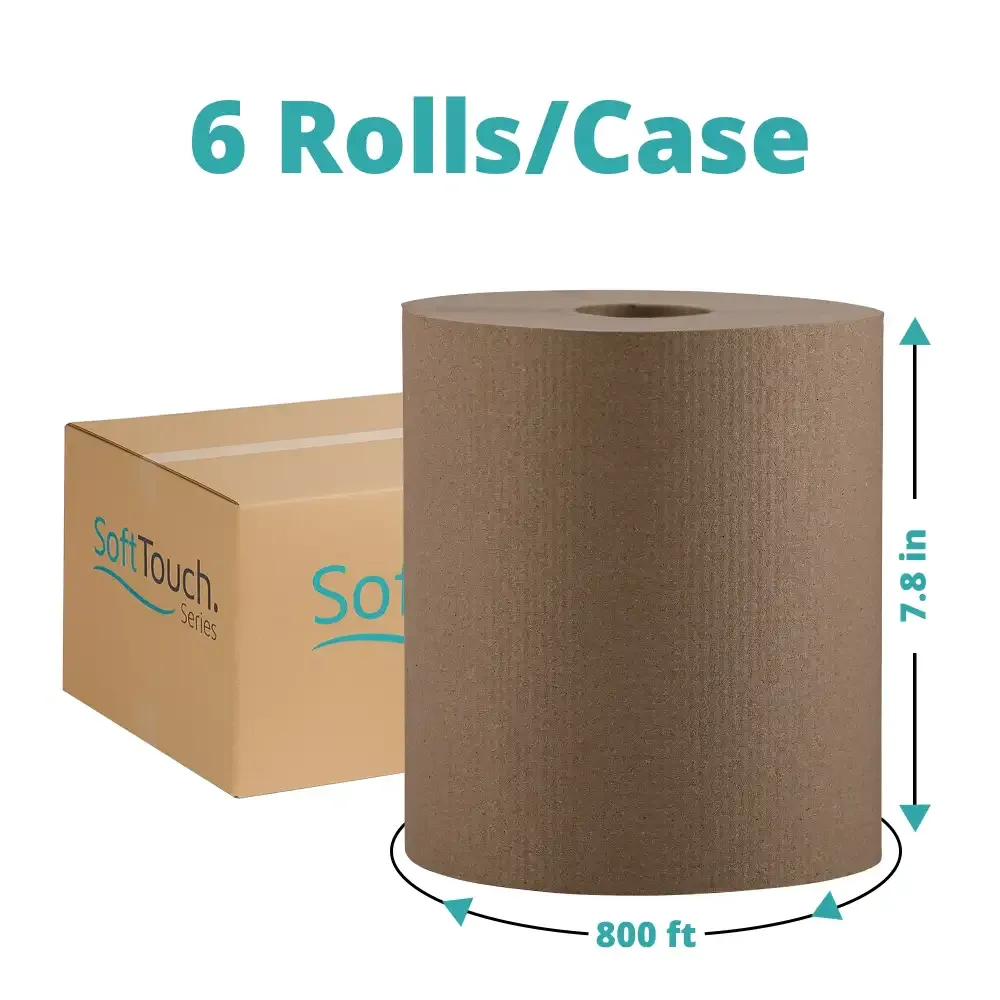 SoftTouch Series Hardwound Paper Towel, 7.8" x 800', Natural, 6 Rolls/Case