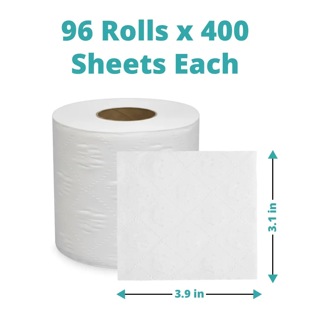 SoftTouch Series Antigua Bath Tissue Roll, 3.9 x 3.1 in, 2-Ply, 96 Rolls/Case