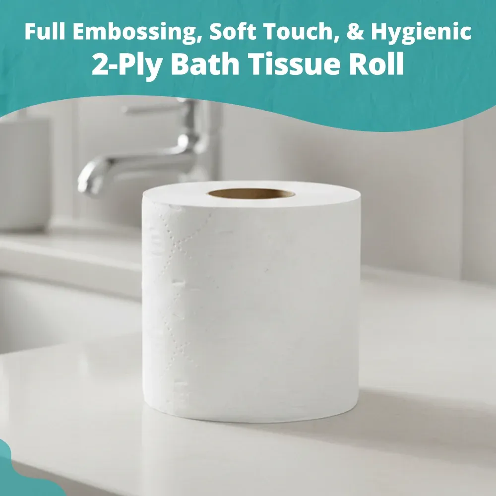 SoftTouch Series Antigua Bath Tissue Roll, 3.9 x 3.1 in, 2-Ply, 96 Rolls/Case