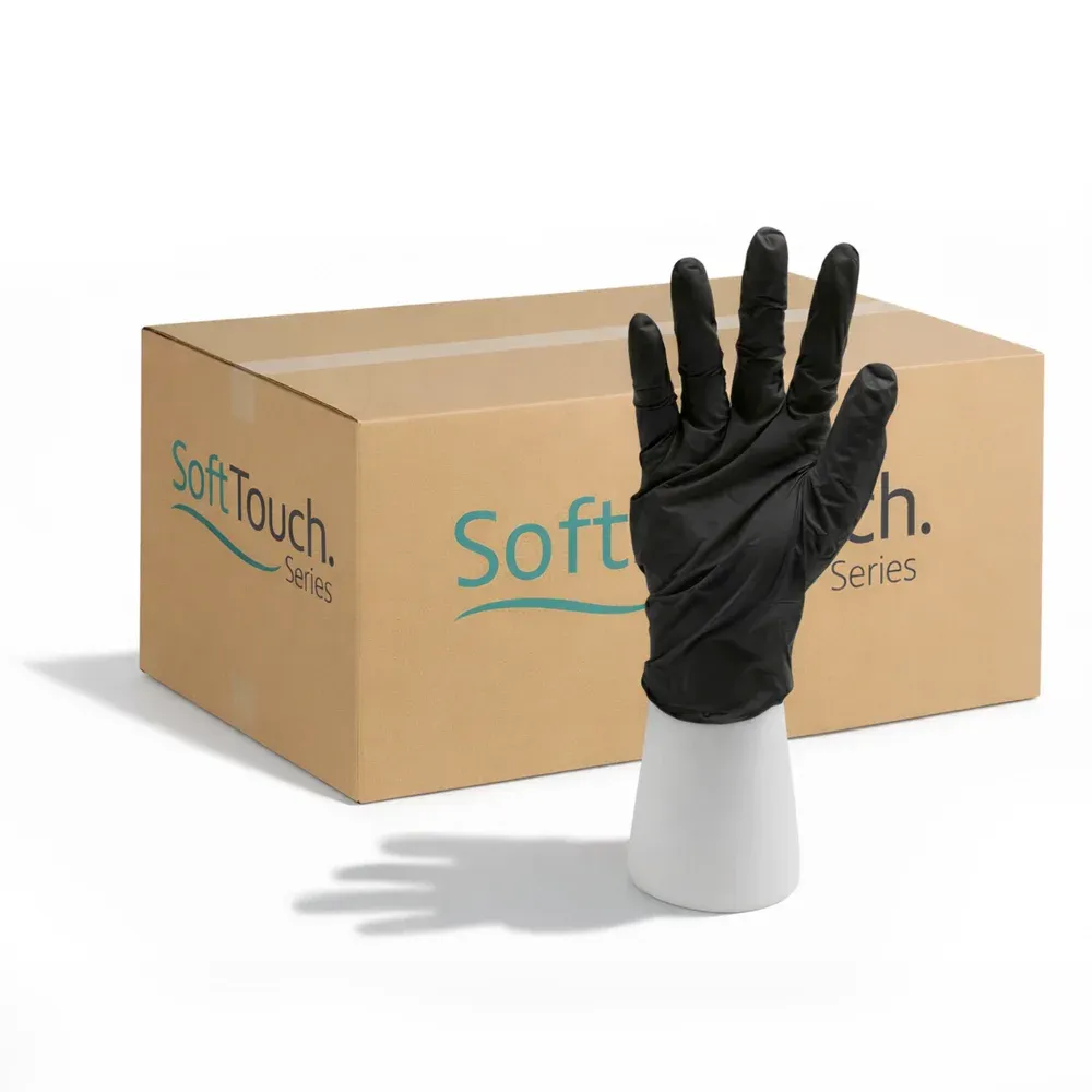 SoftTouch Series Powder-Free Disposable Nitrile Gloves for Foodservice, Black, 5 MIL, Medium, 1000/Case