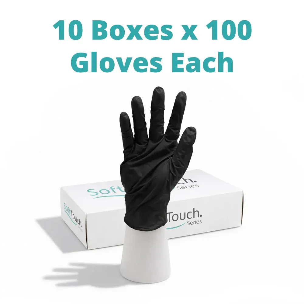 SoftTouch Series Powder-Free Disposable Nitrile Gloves for Foodservice, Black, Large, 1000/Case