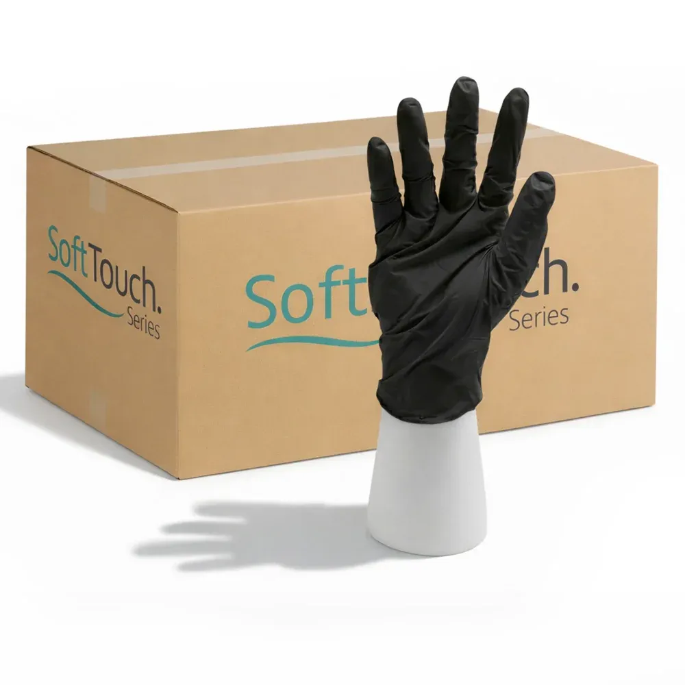 SoftTouch Series Powder-Free Disposable Nitrile Gloves for Foodservice, Black, Extra Large, 1000/Case
