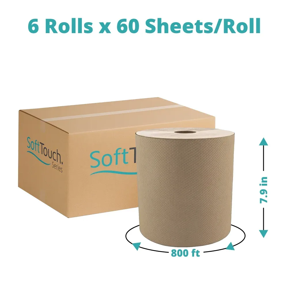 SoftTouch Series Paper Towel, 7.9 in x 800 ft, Natural, 1-Ply, 360 Sheets/Case
