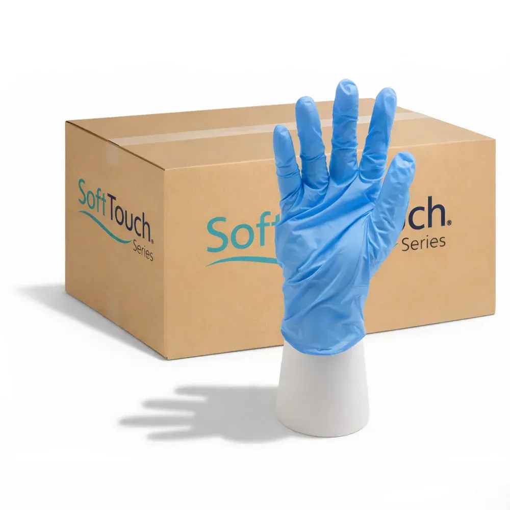 SoftTouch Series Powder-Free Disposable Nitrile Gloves for Foodservice, Blue, 3 MIL, Large, 1000/Case