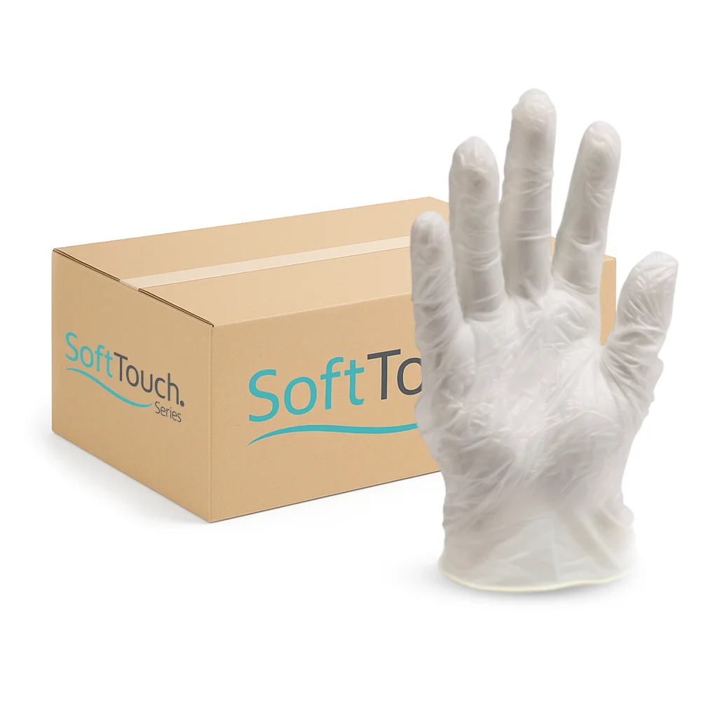 SoftTouch Series Powdered Disposable Vinyl Gloves for Foodservice, Clear, Large, 1000/Case