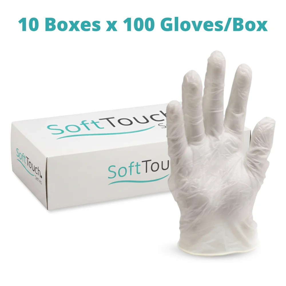 SoftTouch Series Powdered Disposable Vinyl Gloves for Foodservice, Clear, Extra Large, 1000/Case