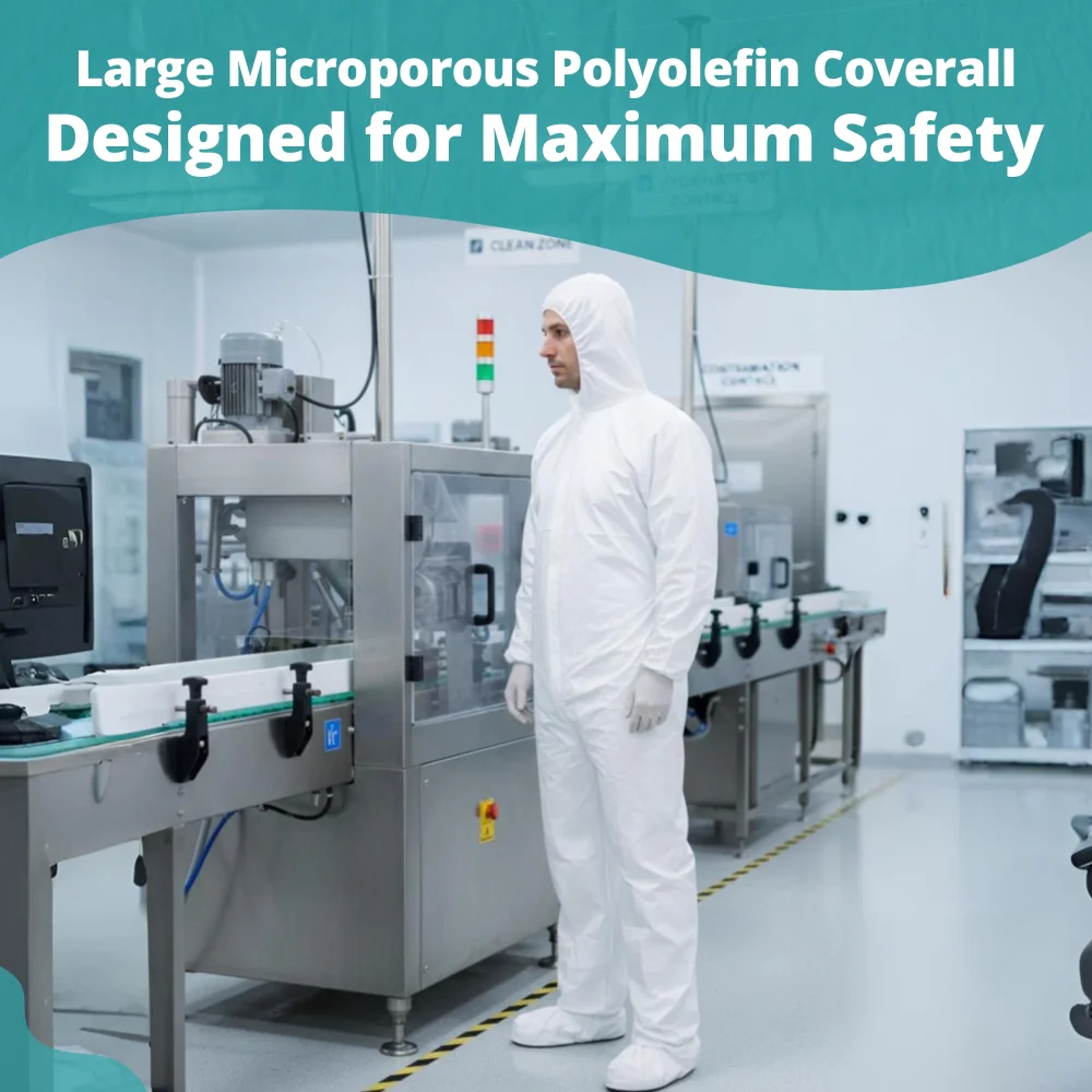 SoftTouch Series Safety Zone Coverall Front Zipper with Elastic Wrists, Large, White, 25/Case