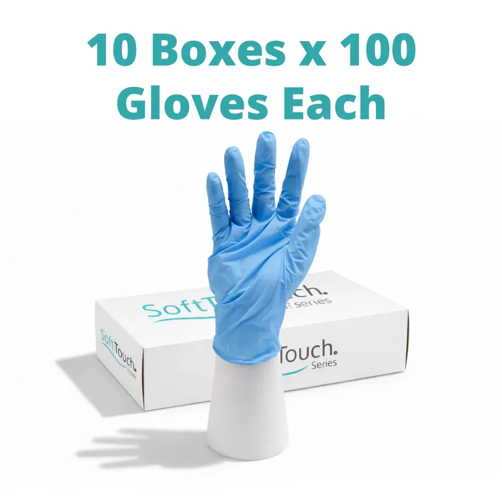 SoftTouch Series Powder-Free Disposable Nitrile Gloves for Foodservice, Blue, 3 MIL, Medium, 1000/Case