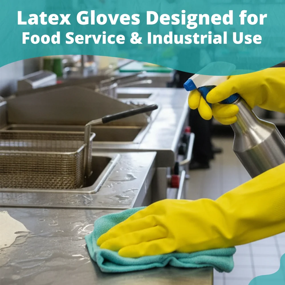 SoftTouch Yellow 16 Mil Latex Rubber Gloves with Flock Lining, Medium, 12/Case