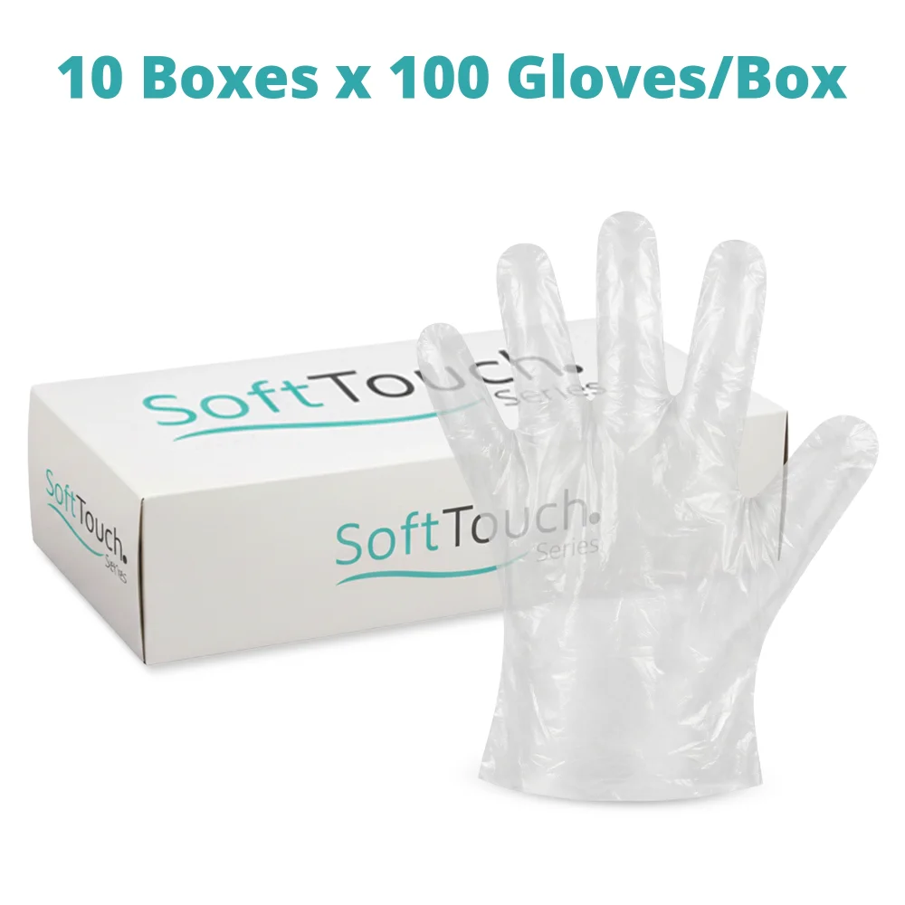 SoftTouch Series Disposable Polyethylene Gloves for Foodservice, Clear, Large, 1000/Case