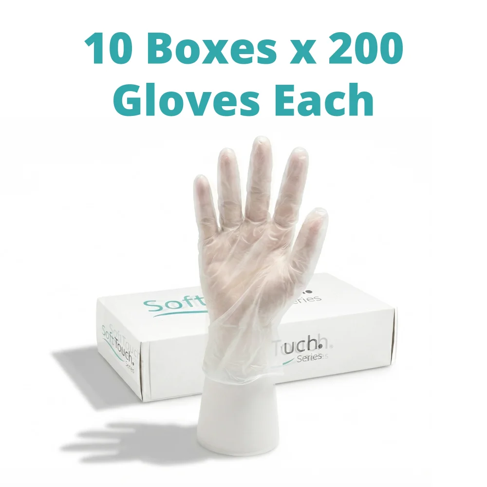 SoftTouch Series Disposable TPE Gloves for Foodservice, Clear, Medium, 2000/Case