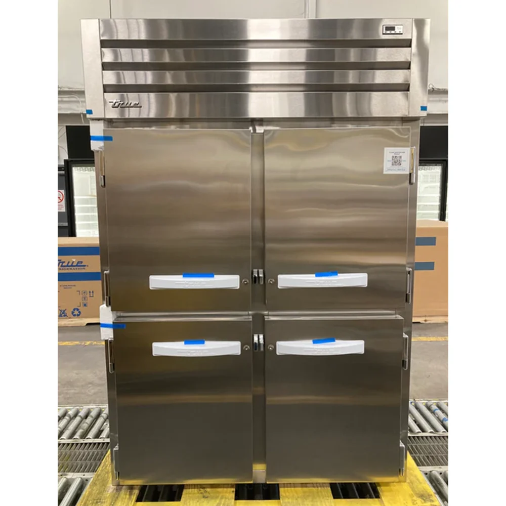Used True STR2HPT-4HS-4HS Pass-Thru Heated Holding Cabinet, Half Doors, 2-Section, Stainless Steel, 3-Year Limited Warranty