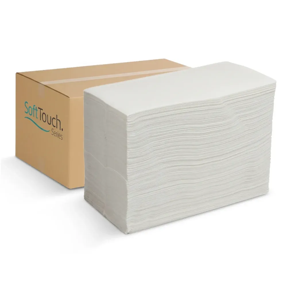 SoftTouch Series Tall Fold Dispenser Napkin, 6.7 x 13 in, 1-Ply, White, 10,000 Sheets/Case