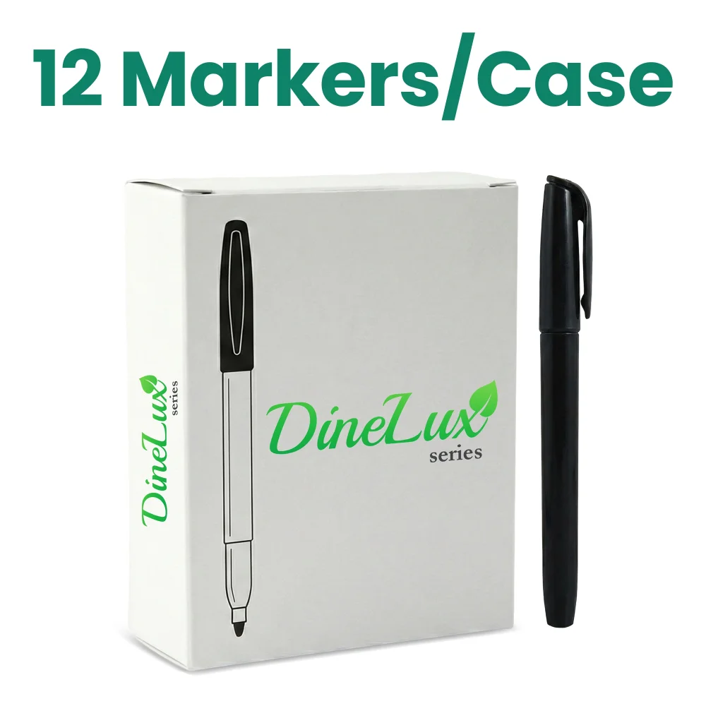 Dinelux Series Permanent Black Marker with Fine Bullet Tip, 12/Case