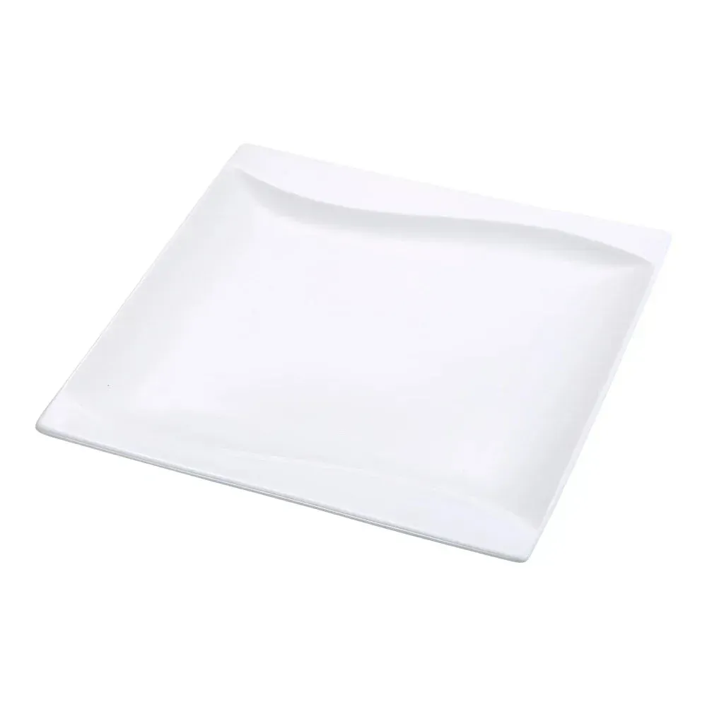 Yanco China white square bread and butter plate ideal for small portions, offering a clean, elegant design to complement any table setting.