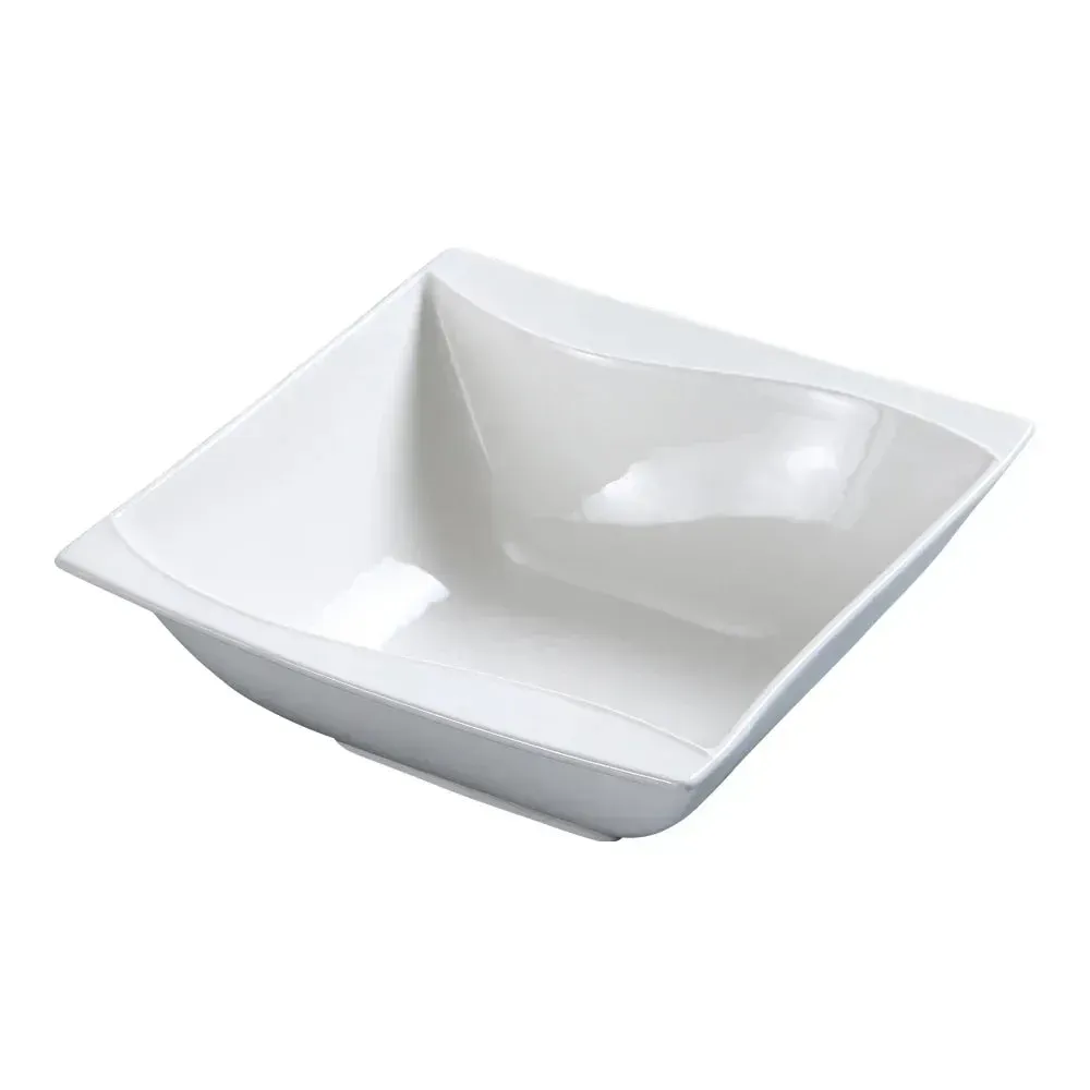 Yanco China white square noodle bowl, perfect for noodles, soups, or pasta with durable design and refined table presentation.