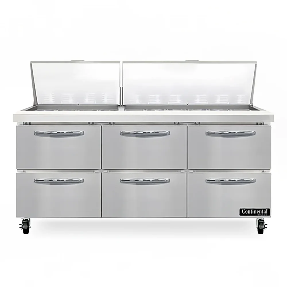 Continental SW72N30M-D 72" Sandwich & Salad Prep Table with Refrigerated Base, 115v