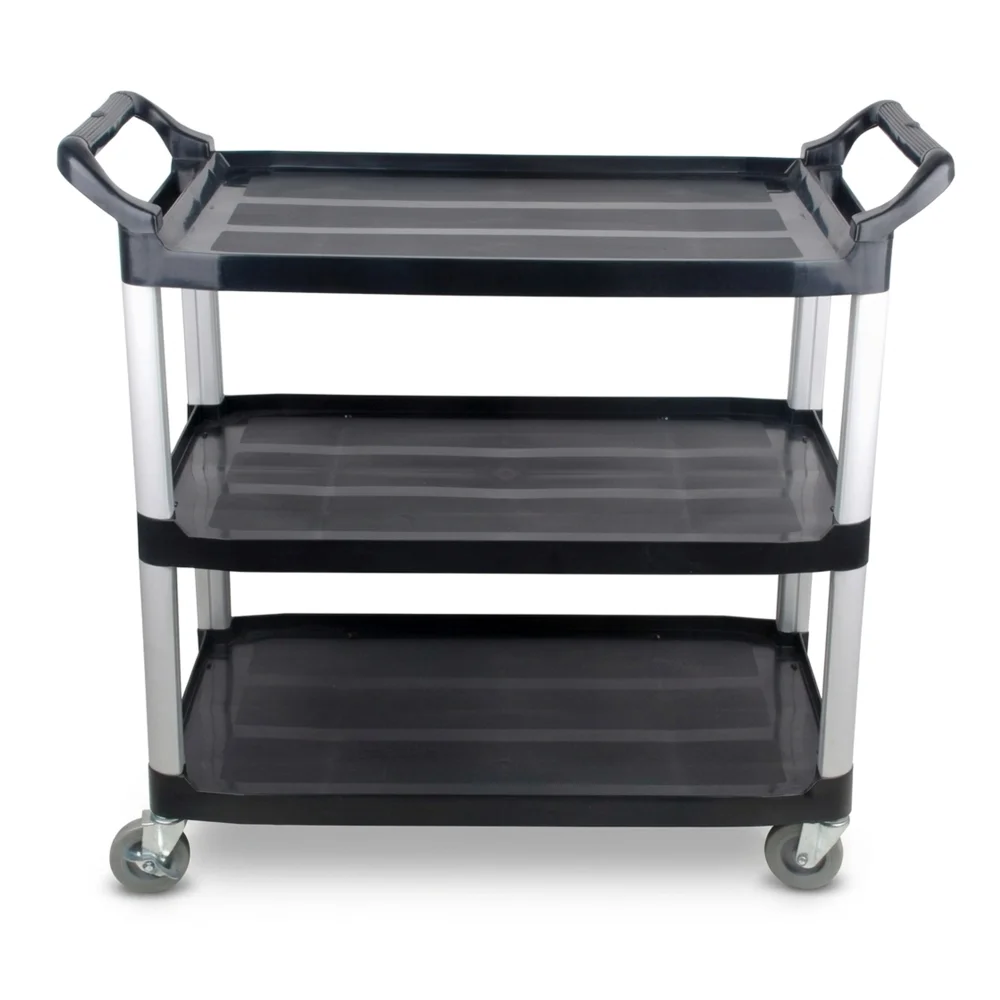 ProKitchen Series 33" X 16" Black Three Shelf Utility Trolley Cart