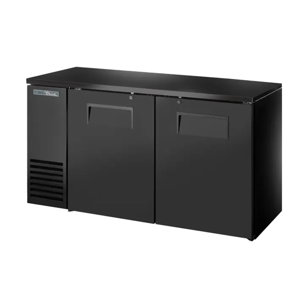 True TBB24-60-2S-Z1-BST-B-1 60" Back Bar Cooler, Solid Door Swing, Black, 115V, 7 Year Warranty