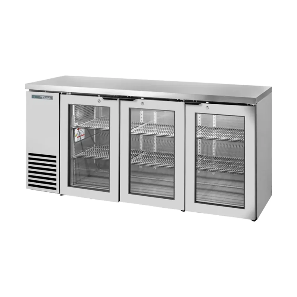 True TBB24-72-3G-Z1-SFT-S-1 72" Back Bar Cooler, Glass Door, Stainless Steel, 115V, 7 Year Warranty