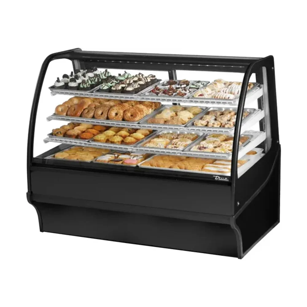True TDM-DC-59-GE_GE-B-W 59" Dry and Refrigerated Bakery Display Case, Glass Door, Black / White, 115V, 7 Year Warranty
