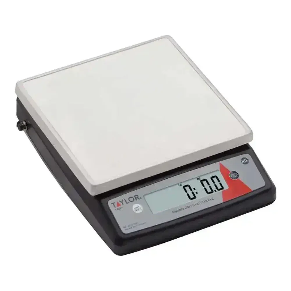 Taylor compact digital portion control scale, efficient for bakeries or prep kitchens that require precision in a space-saving design.