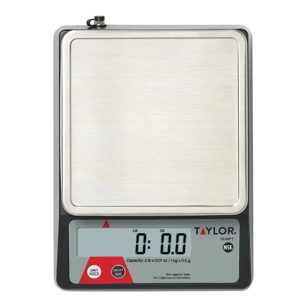 Taylor compact digital scale ideal for small portioning tasks, offering simple and reliable measurement in tight kitchen workspaces.