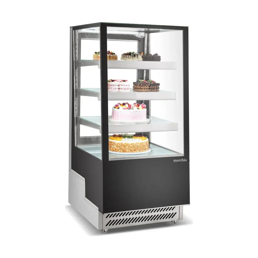 Marchia 25" Black Slanted Glass Bakery Display Case Refrigerator, 110-120V