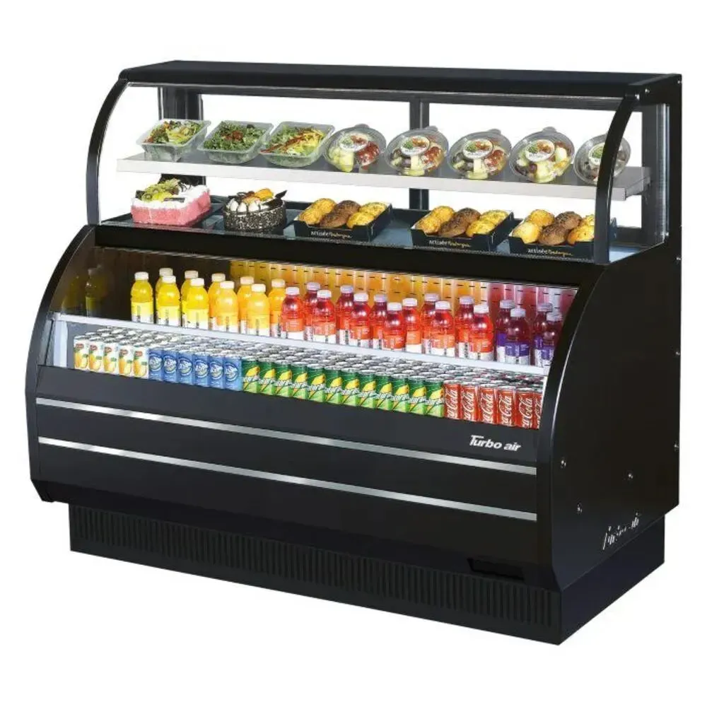 Wide combination display unit by Turbo Air offers flexible cold storage for multiple product types, ideal for supermarkets and establishments.