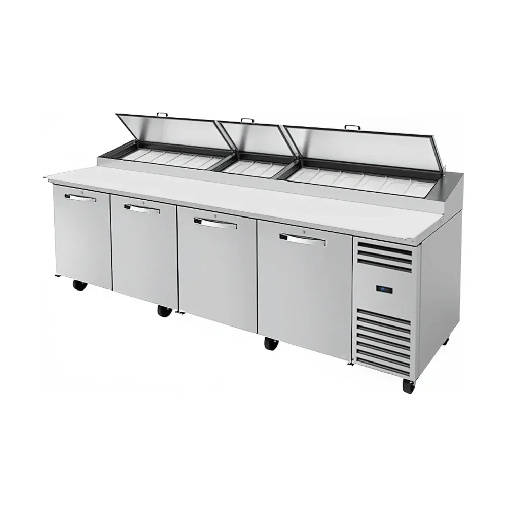 True TPP-AT-119-HC~SPEC3 119" Pizza Prep Table, Holds 15 -1/3 Pans, 4 Door, Stainless Steel, 7 Year Warranty